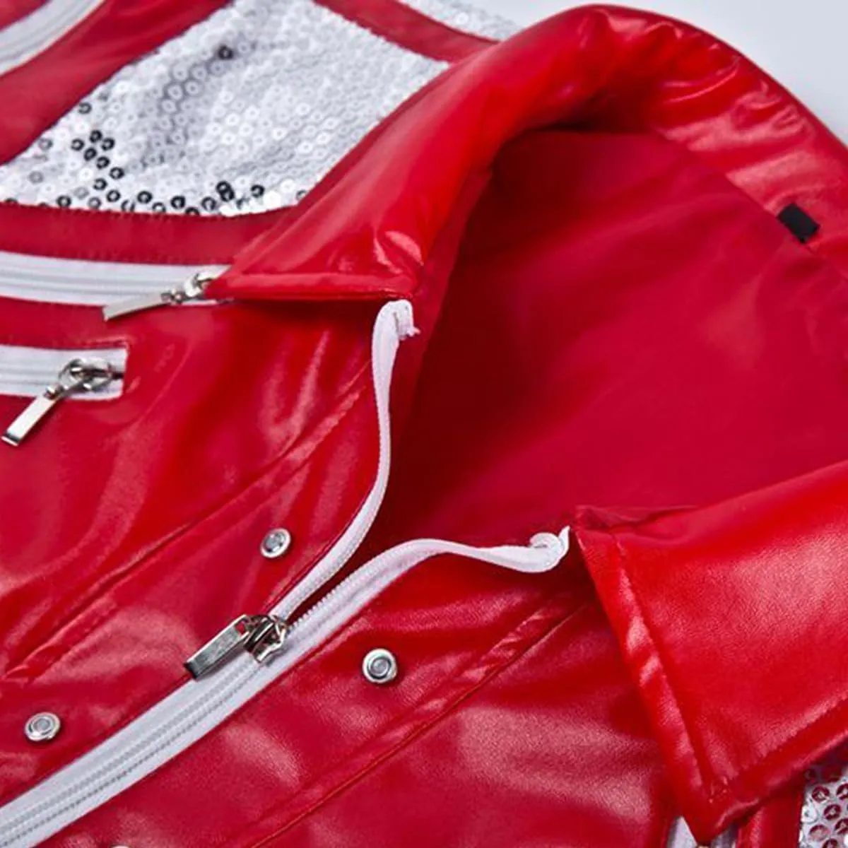 Mens Leather Jacket Adult PU Leather Zipper Coat Halloween Costume