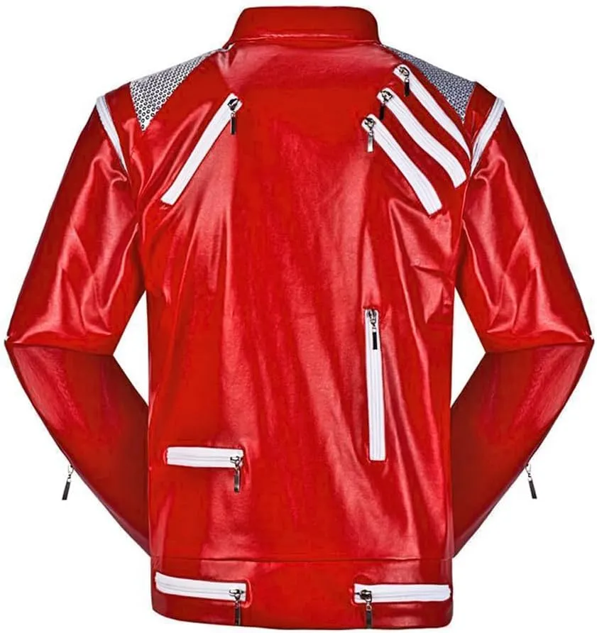 Mens Leather Jacket Adult PU Leather Zipper Coat Halloween Costume