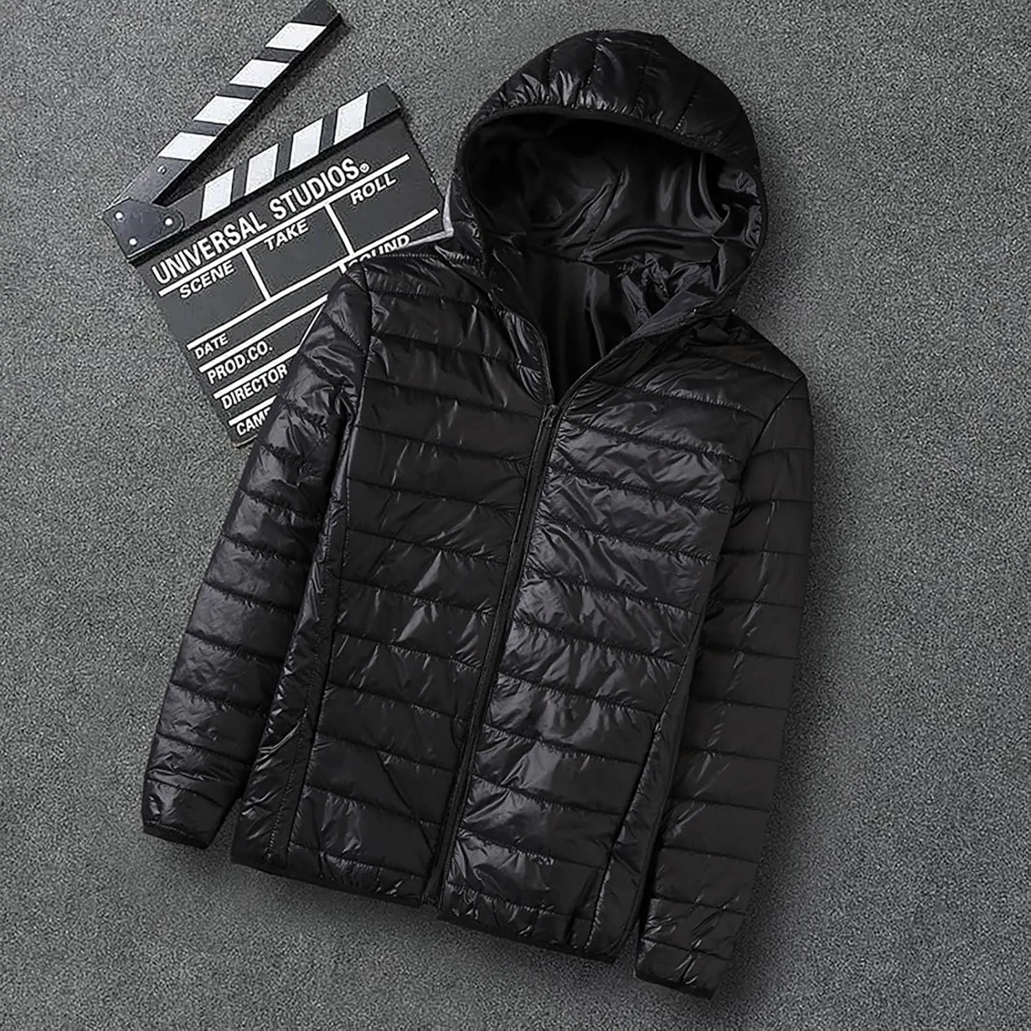 Men's Lightweight Puffer Jacket Winter Warm Down Coats Plus Size Packable Hooded Insulated Coat for Snow Ski Traveling