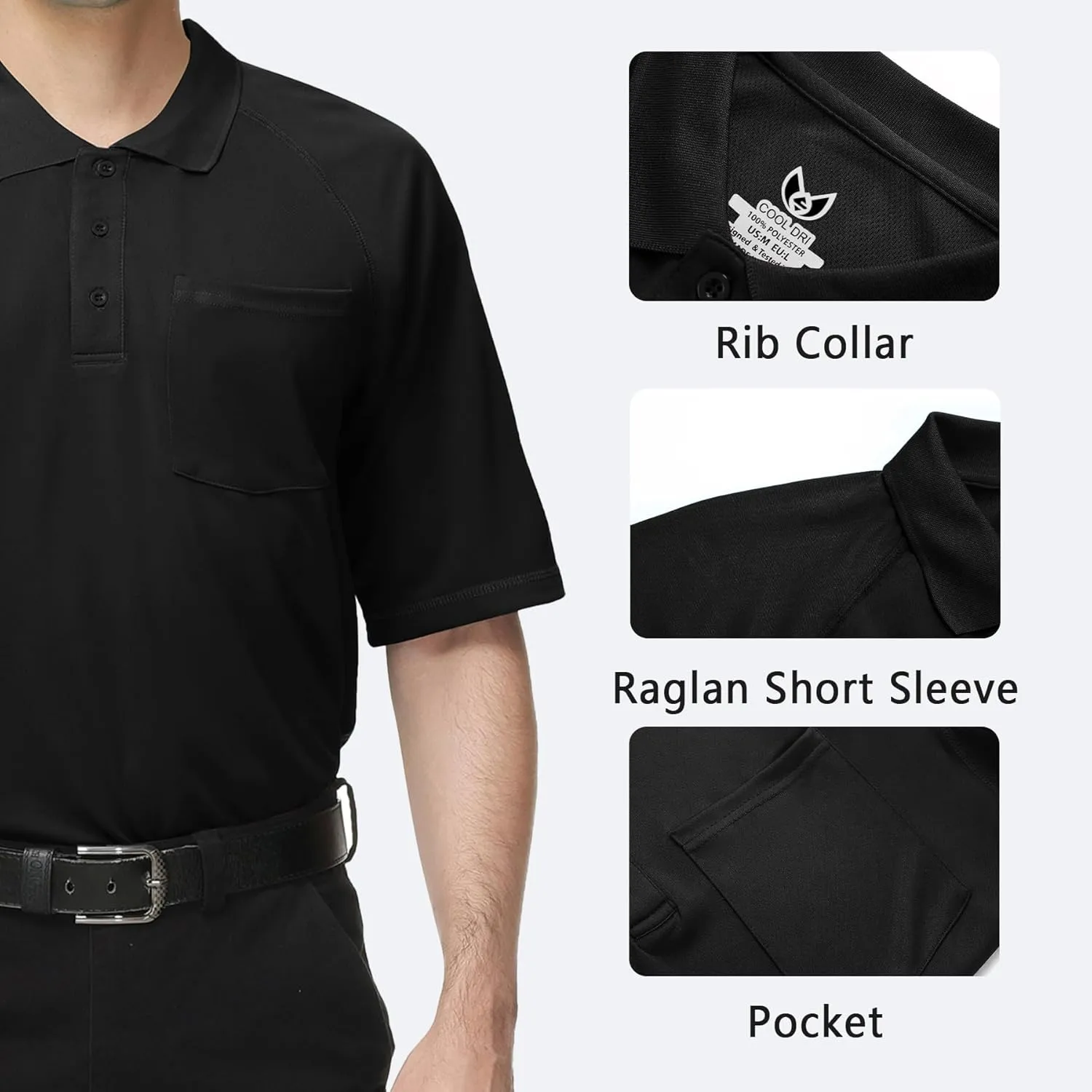 Mens Moisture Wicking Golf Polo Shirts UPF 50  Short Sleeve Shirt M-5XL