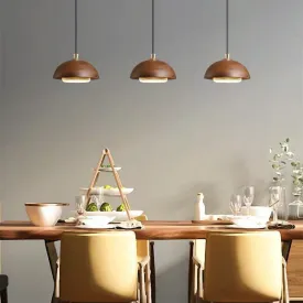 Nordic Minimalist Solid Wood Dome Glass Lampshade LED Pendant Light