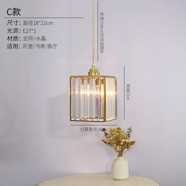 Nordic Simple Style Copper Luxury Bedside Chandelier