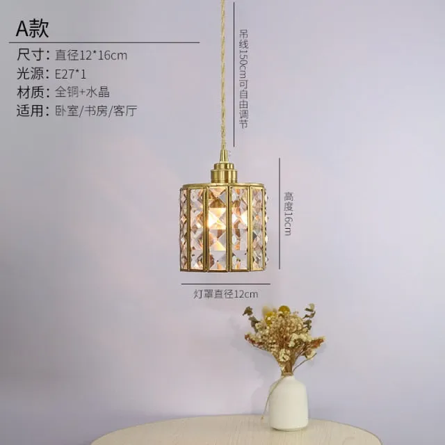 Nordic Simple Style Copper Luxury Bedside Chandelier
