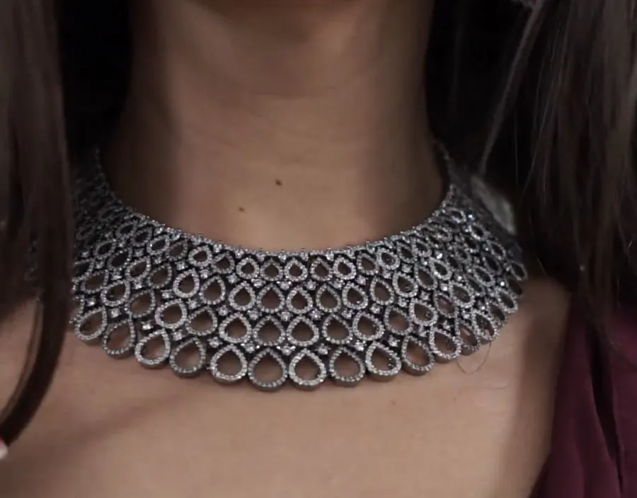 Oxidized American Diamond Metal Stone Necklace Set