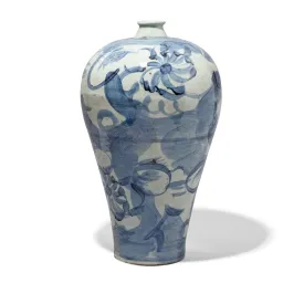 Provincial Style Blue & White Porcelain Meiping Vase