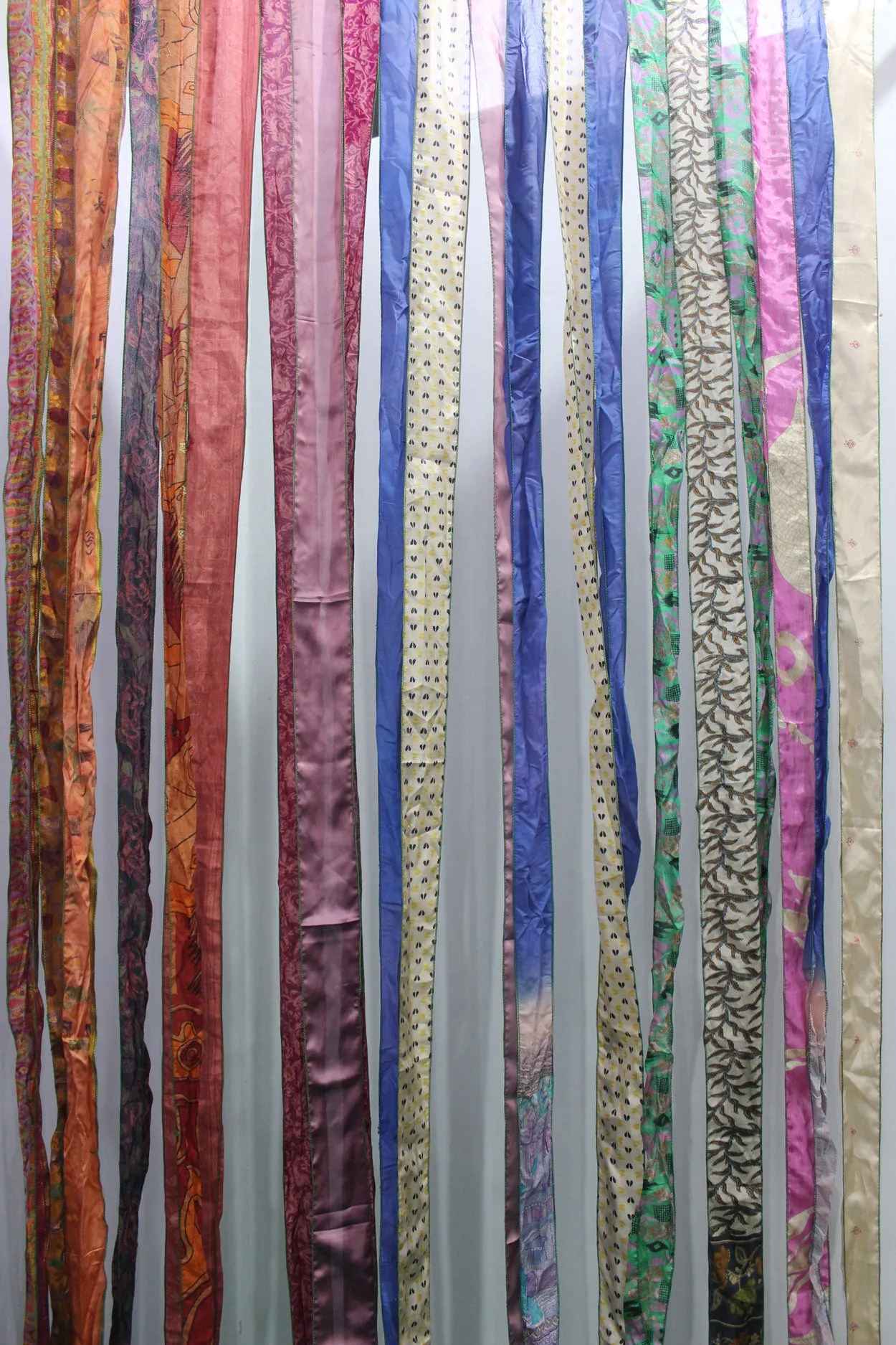 Recycled Indain Silk Sari Fabric Strip Curtain Boho Theme Hippy Hippie Gypsy Bohemian Decor