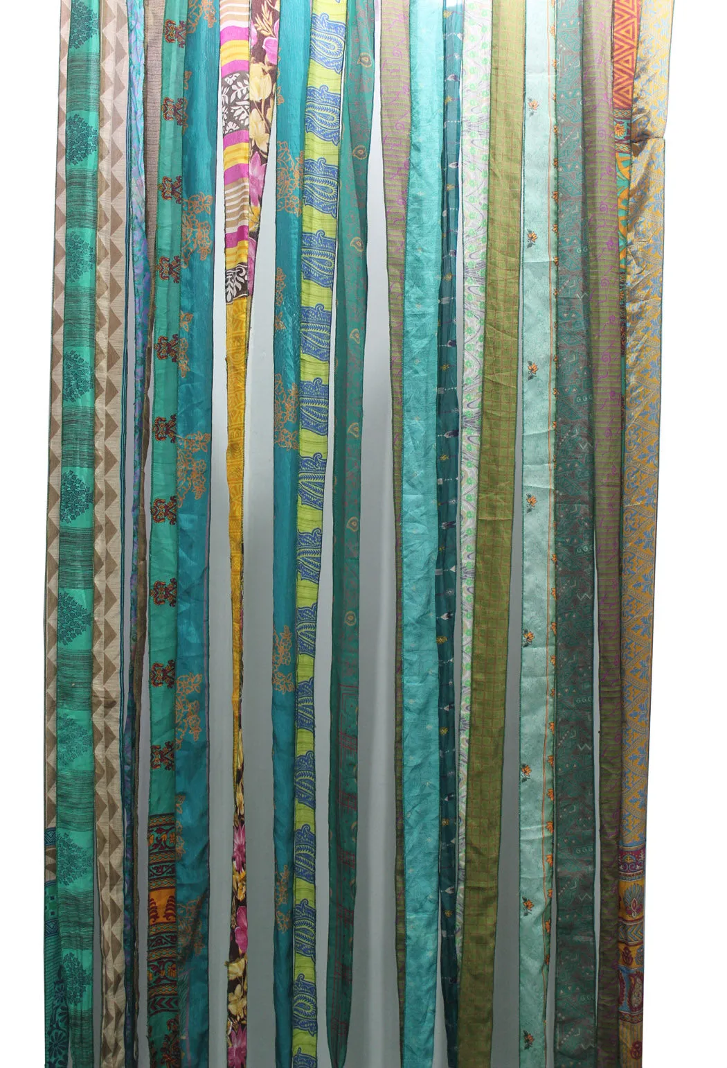 Recycled Indain Silk Sari Fabric Strip Curtain Boho Theme Hippy Hippie Gypsy Bohemian Decor