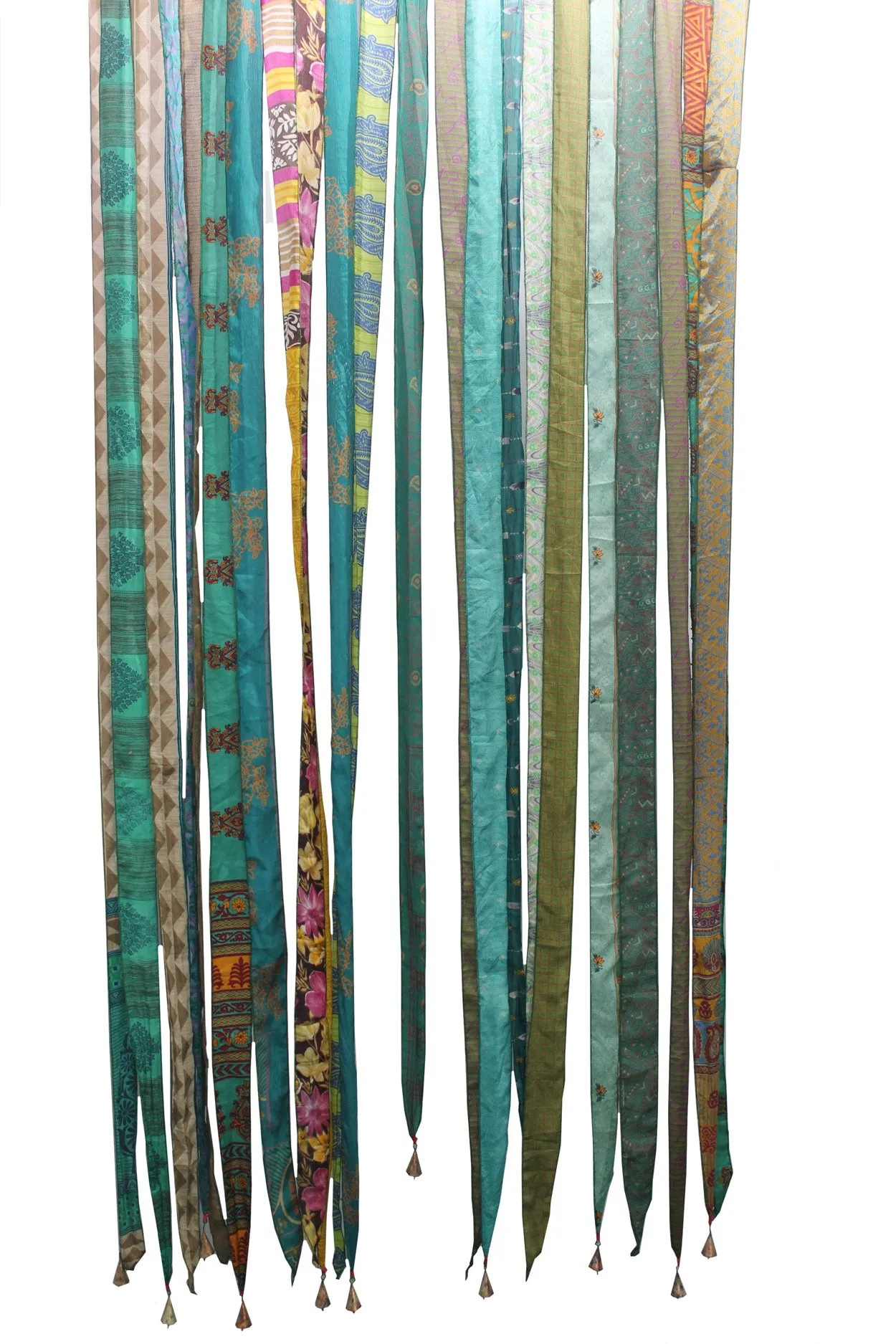 Recycled Indain Silk Sari Fabric Strip Curtain Boho Theme Hippy Hippie Gypsy Bohemian Decor