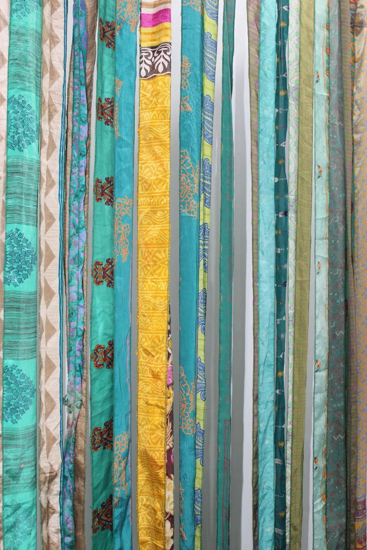Recycled Indain Silk Sari Fabric Strip Curtain Boho Theme Hippy Hippie Gypsy Bohemian Decor