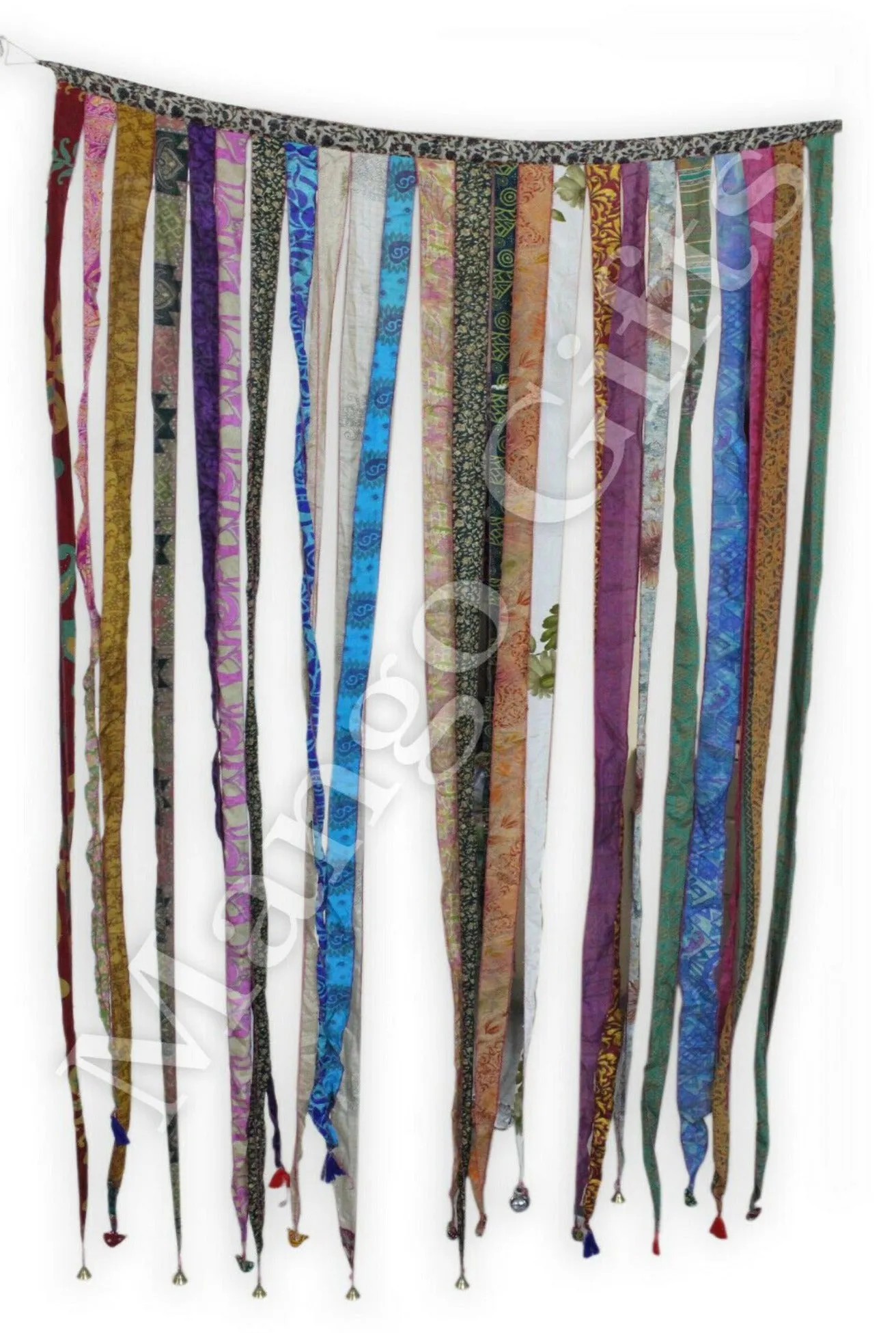Recycled Indain Silk Sari Fabric Strip Curtain Boho Theme Hippy Hippie Gypsy Bohemian Decor