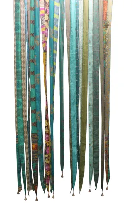 Recycled Indain Silk Sari Fabric Strip Curtain Boho Theme Hippy Hippie Gypsy Bohemian Decor