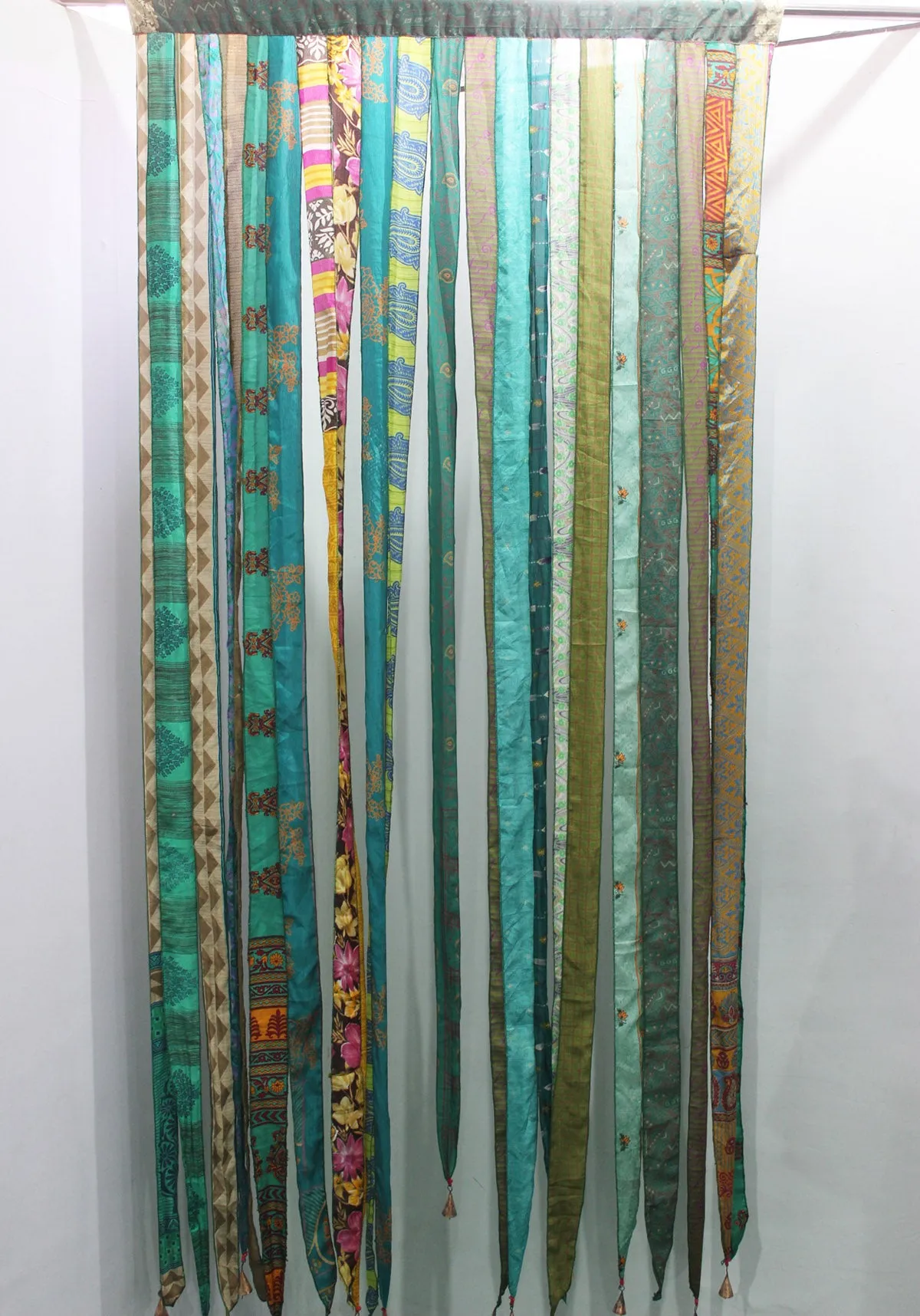 Recycled Indain Silk Sari Fabric Strip Curtain Boho Theme Hippy Hippie Gypsy Bohemian Decor