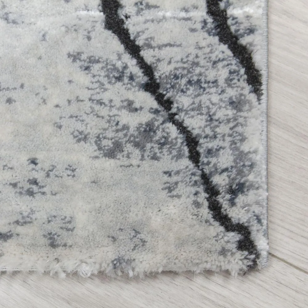 Rococo Glacial Grey Modern Rug | Abstract Design