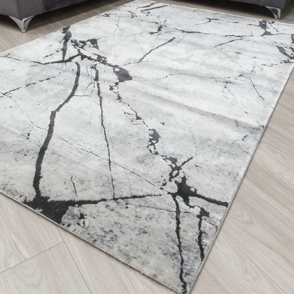 Rococo Glacial Grey Modern Rug | Abstract Design
