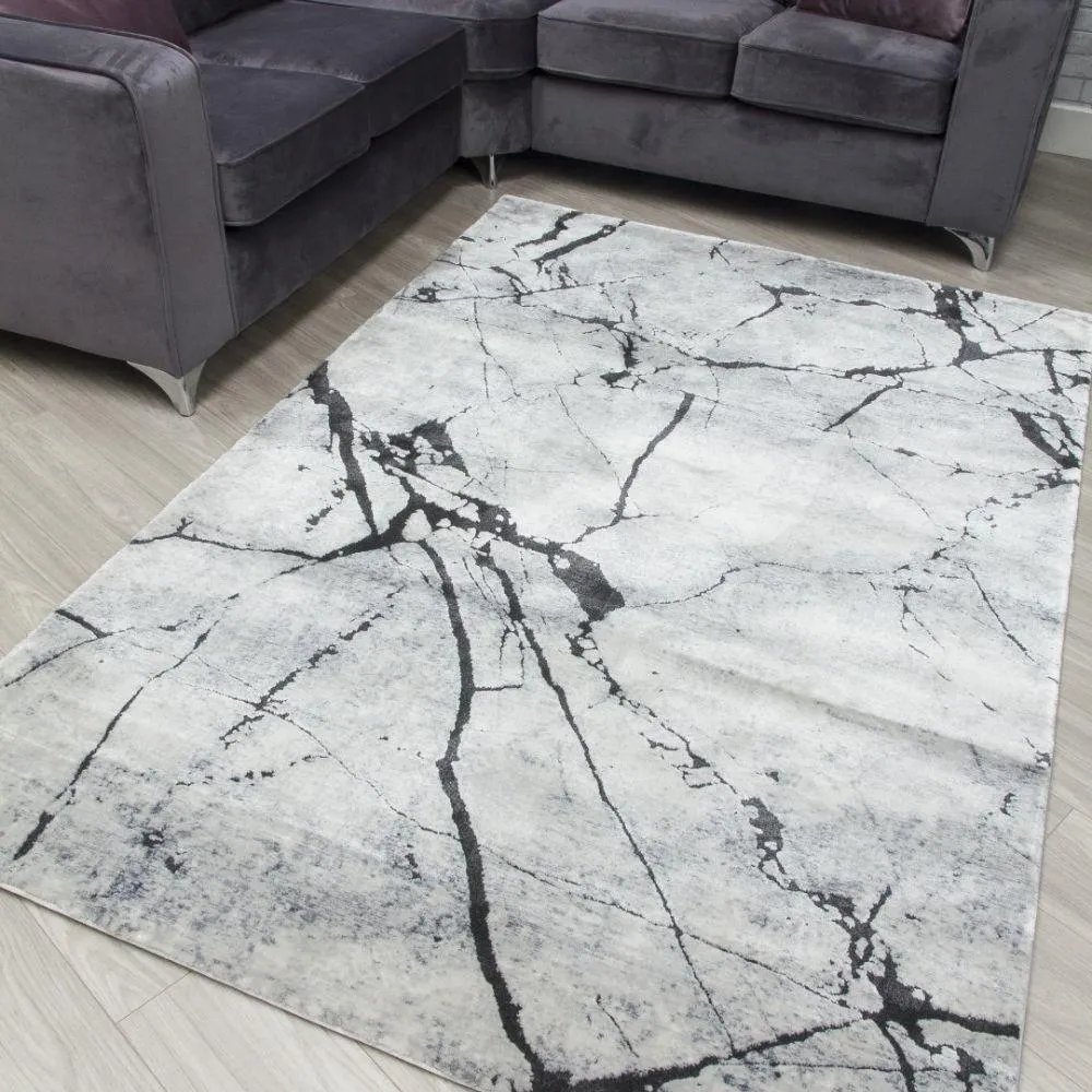 Rococo Glacial Grey Modern Rug | Abstract Design