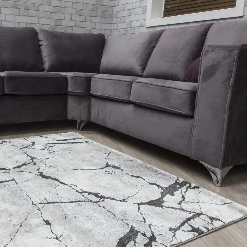 Rococo Glacial Grey Modern Rug | Abstract Design