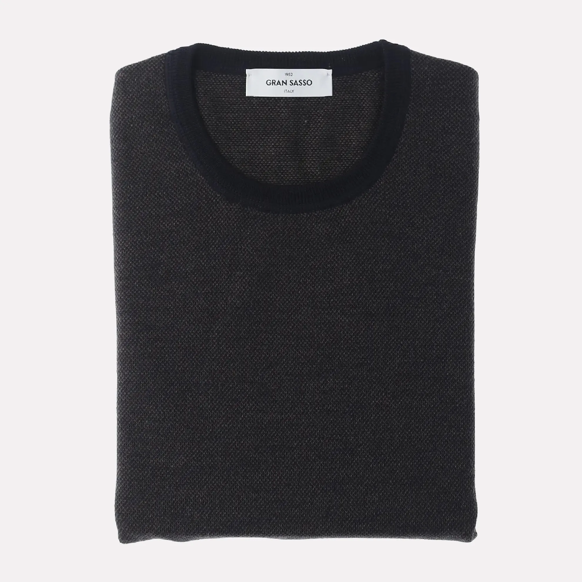 Seed Stitch Italian Made Crewneck Sweater / Brown