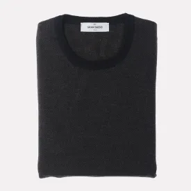 Seed Stitch Italian Made Crewneck Sweater / Brown