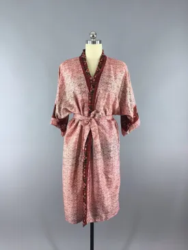 Silk Sari Robe / Red Block Print