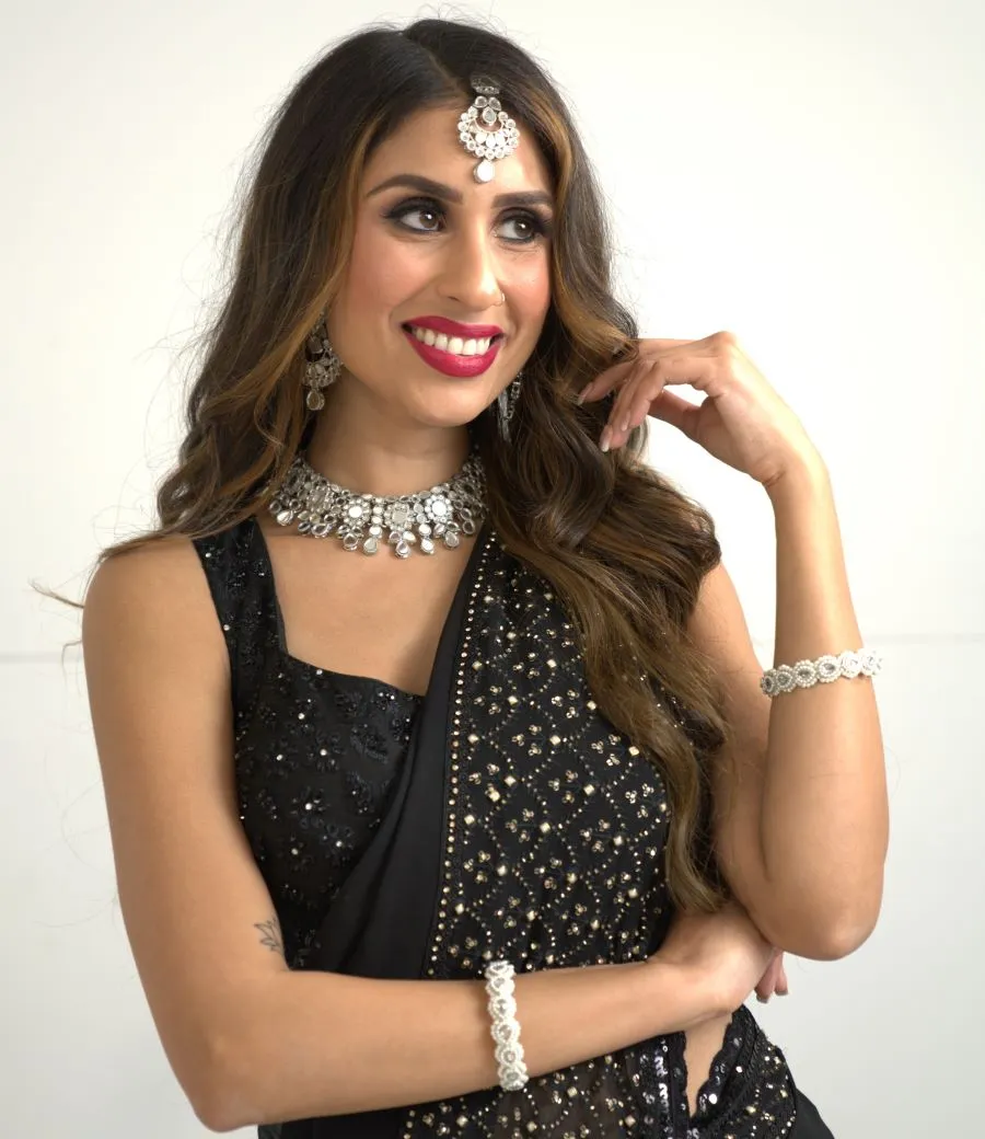Silver Mirror Necklace Set