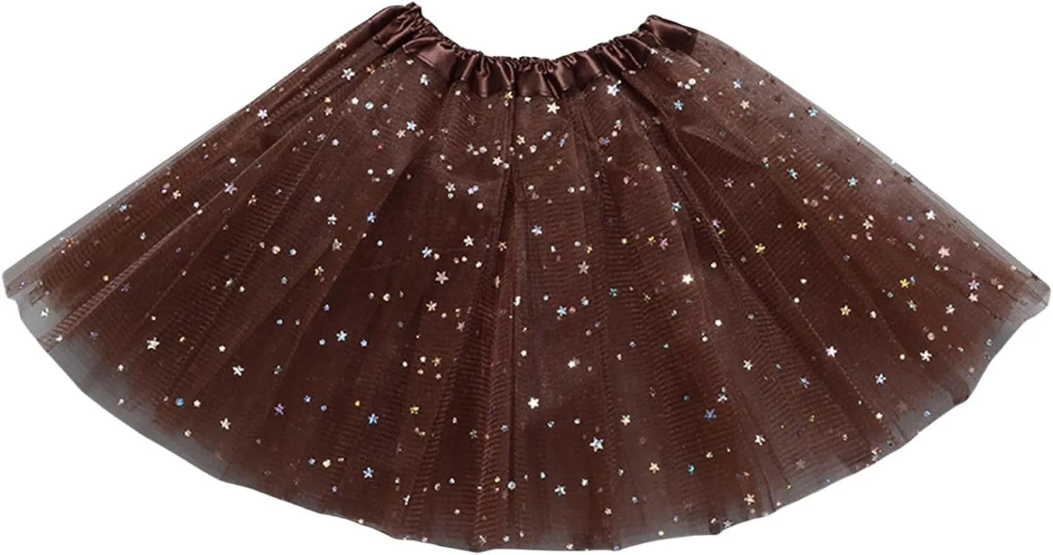 Sparkle Tutu Skirts for Women Fashion Lightweight Layered Dance Mini Skirt Elegant Princess Solid Color Ballet Skirt
