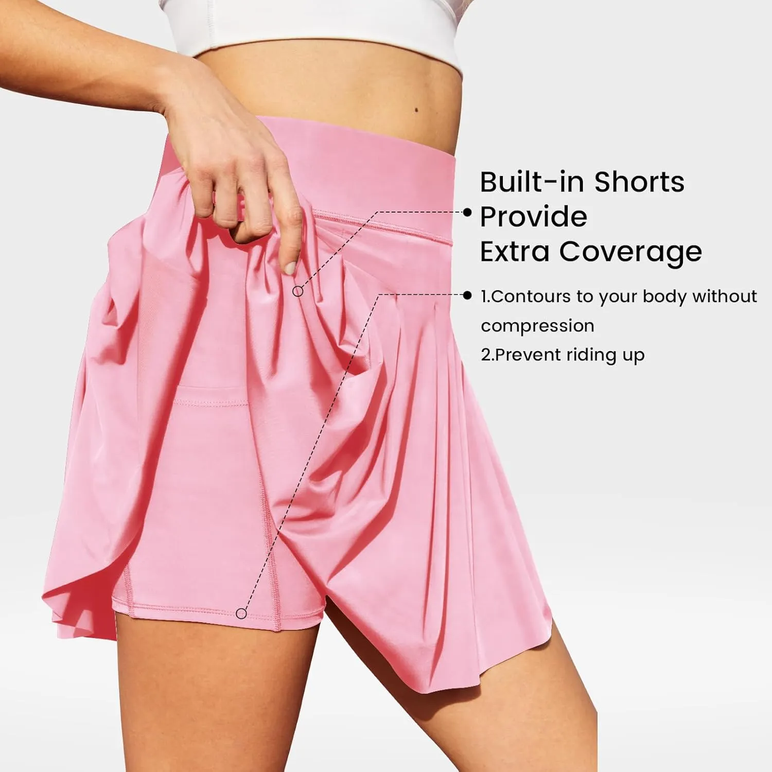 Tennis Skirts for Women with Shorts Pockets, High Waist Golf Skirt,Pleated Mini Skort Workout Casual