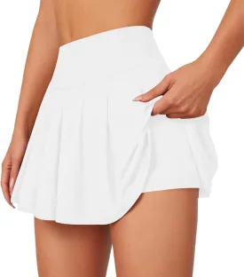 Tennis Skirts for Women with Shorts Pockets, High Waist Golf Skirt,Pleated Mini Skort Workout Casual