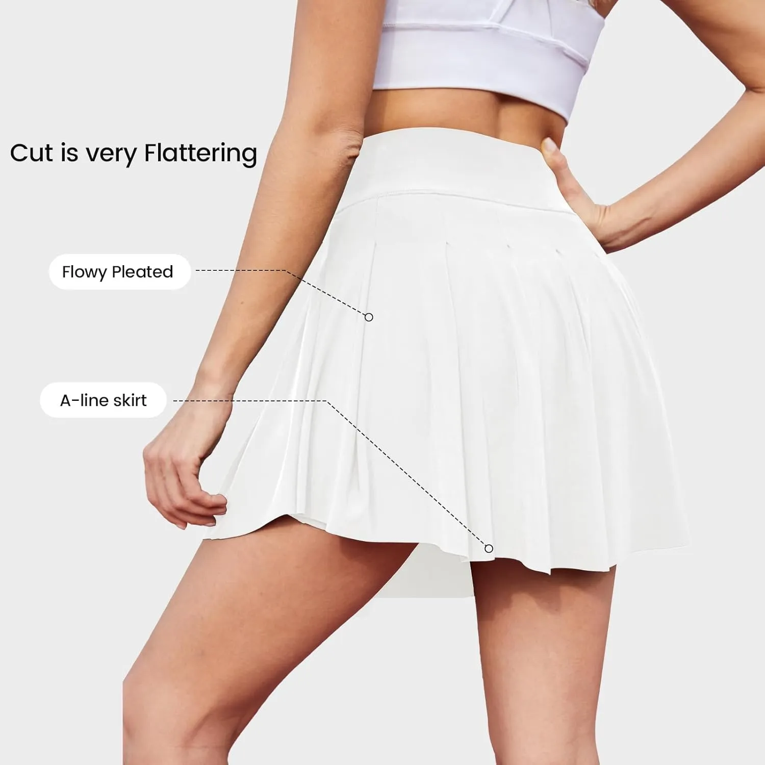 Tennis Skirts for Women with Shorts Pockets, High Waist Golf Skirt,Pleated Mini Skort Workout Casual