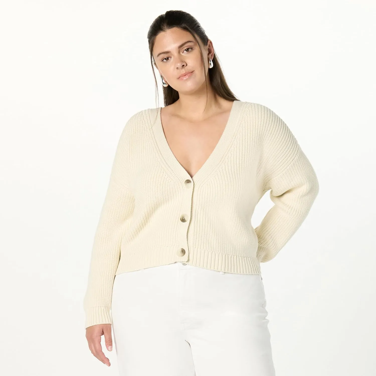 The Drop Women's Standard Sari Cropped Button-Front Cardigan