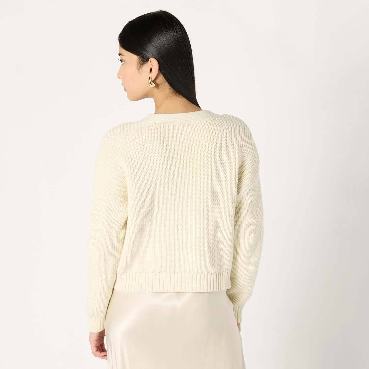 The Drop Women's Standard Sari Cropped Button-Front Cardigan