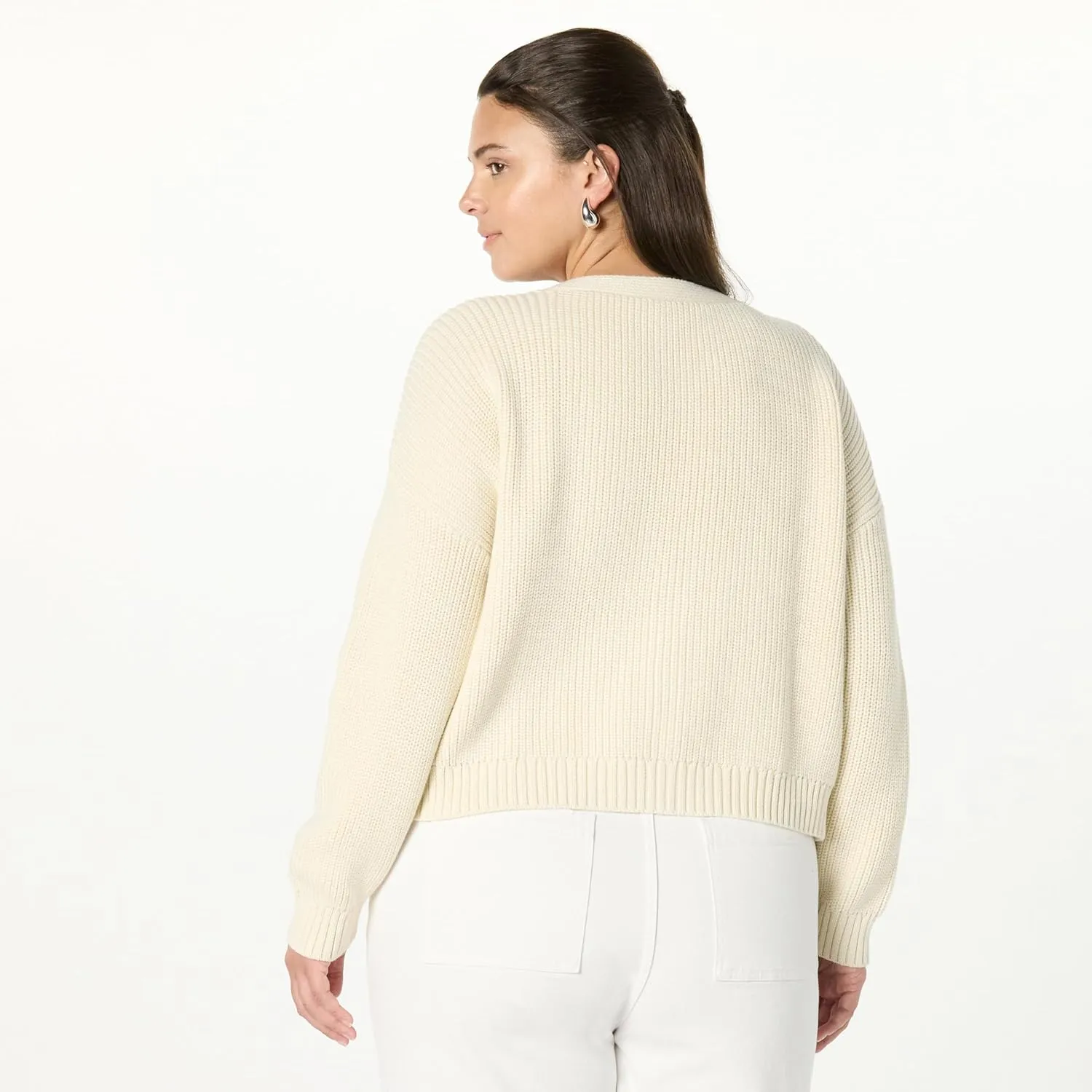 The Drop Women's Standard Sari Cropped Button-Front Cardigan