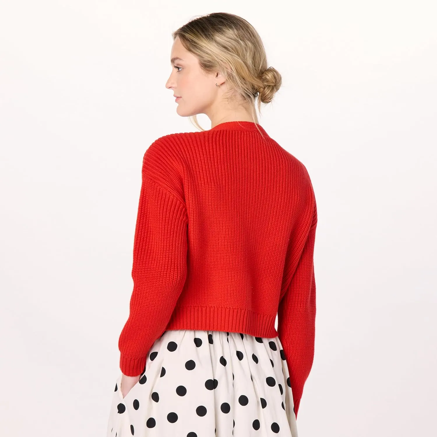 The Drop Women's Standard Sari Cropped Button-Front Cardigan