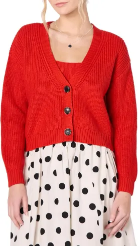 The Drop Women's Standard Sari Cropped Button-Front Cardigan