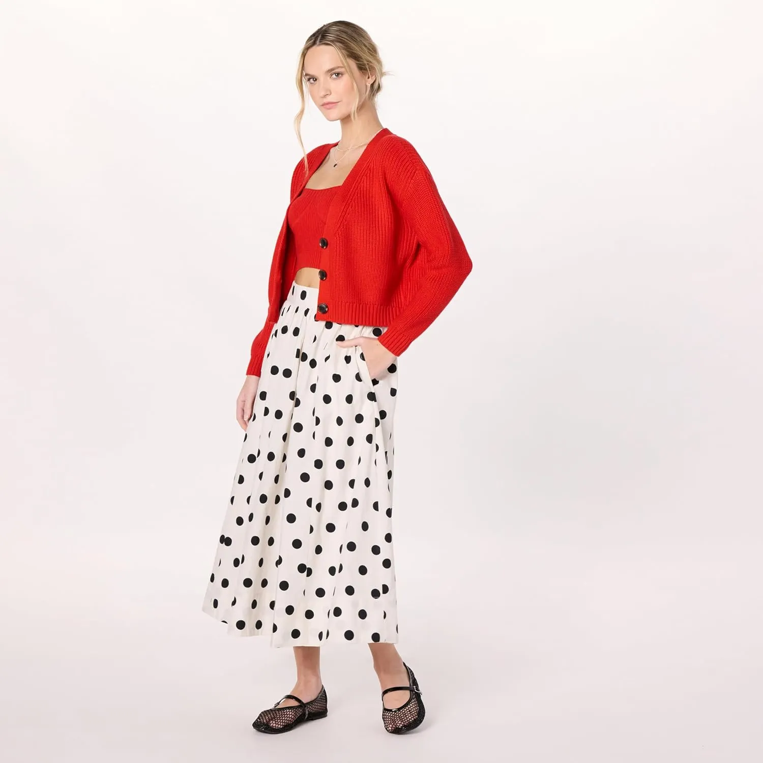 The Drop Women's Standard Sari Cropped Button-Front Cardigan
