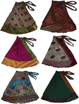 Wevez Women's Pack of 5 Plus Size Magic Wrap Sari Skirt, One Size, Assorted