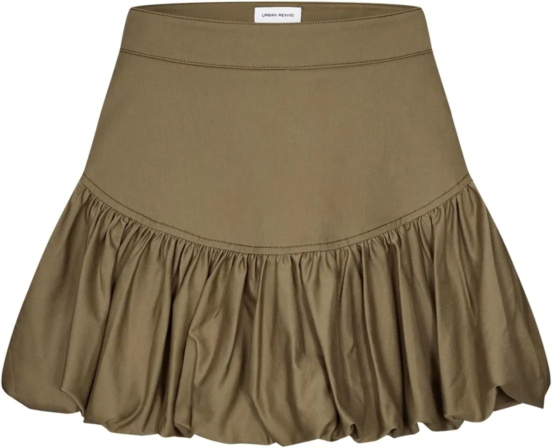 Women Bubble Mini Skirts Balloon High Waist Ruffle Hem Summer Puffy Cute A-Line Sexy Y2K Skirt