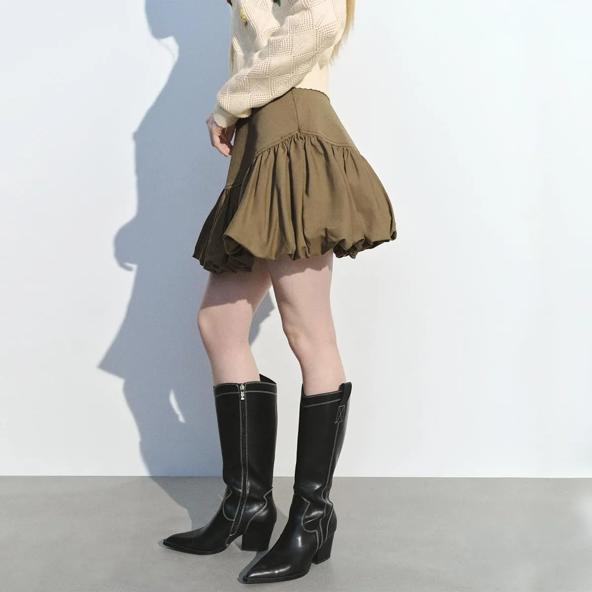 Women Bubble Mini Skirts Balloon High Waist Ruffle Hem Summer Puffy Cute A-Line Sexy Y2K Skirt