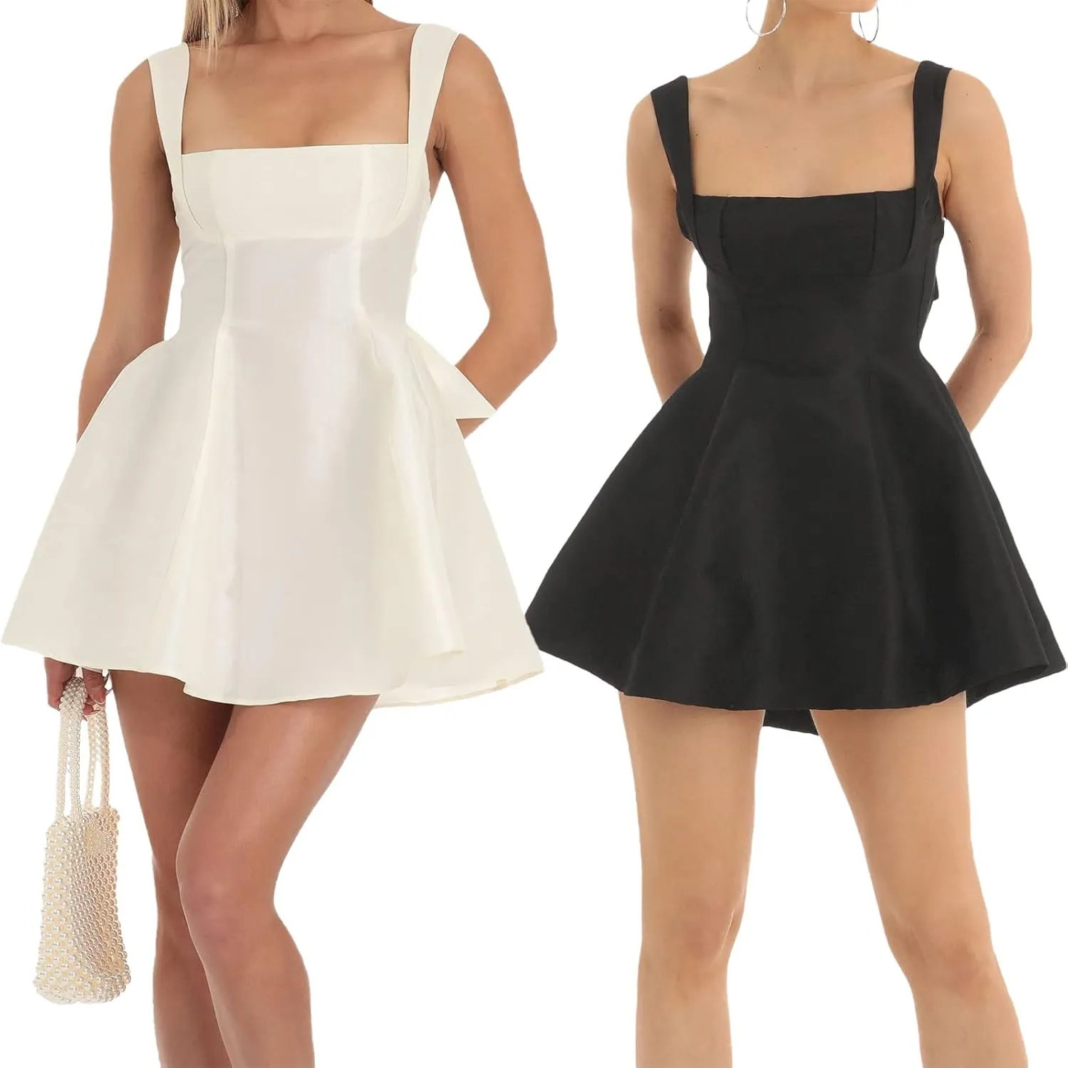 Women Sexy Backless Bow Knot Tie Back Satin Mini Dress Graduation Dress Ruffle Ruched Strap Flowy Short Dress
