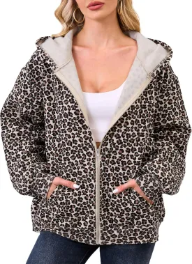 Womens Camo Zip Up Hoodie Long Sleeve Maple Leaf Print Oversized Hooded Jacket Fleece Full Zip Sweatshirt with Pockets