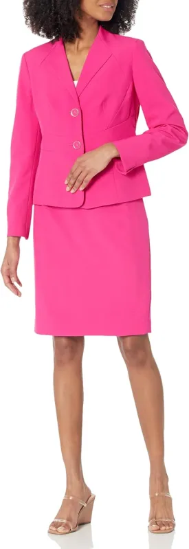 Women's Collarless 2 Button Jacket & Slim Skirt
