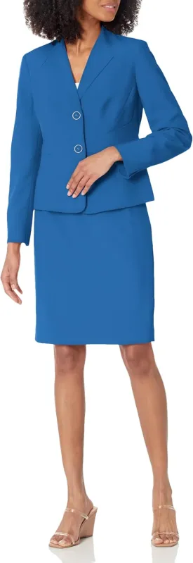 Women's Collarless 2 Button Jacket & Slim Skirt