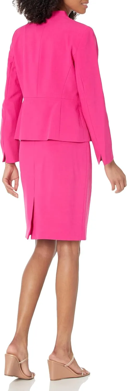 Women's Collarless 2 Button Jacket & Slim Skirt