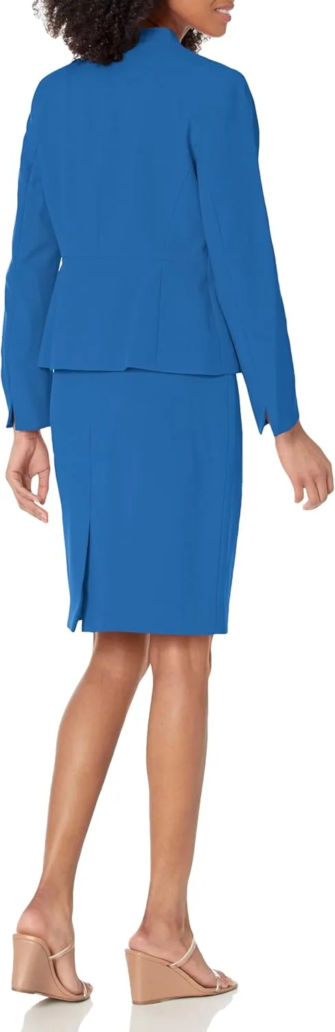 Women's Collarless 2 Button Jacket & Slim Skirt