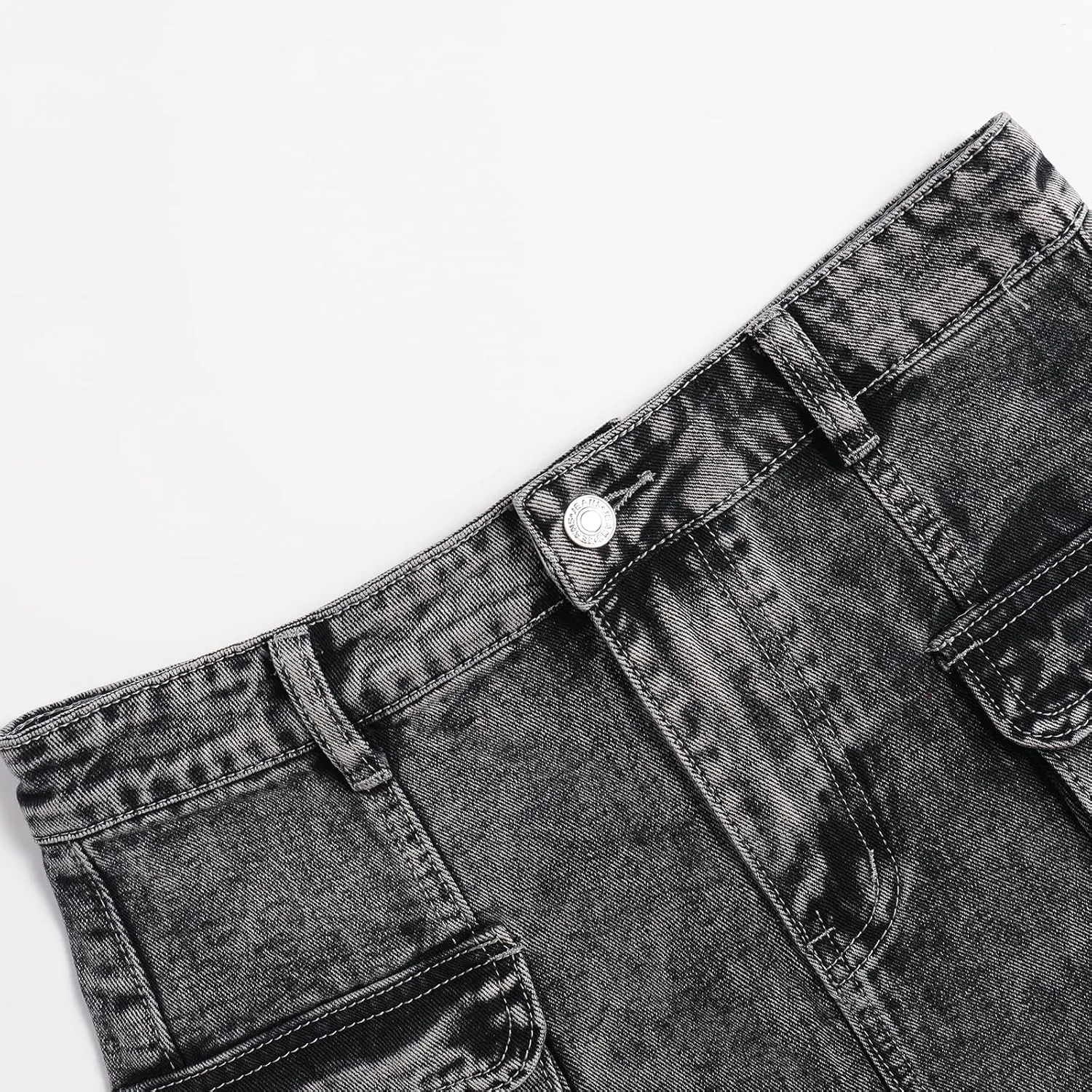Women's Denim Short Skirt Button with Pocket Mini Skirt