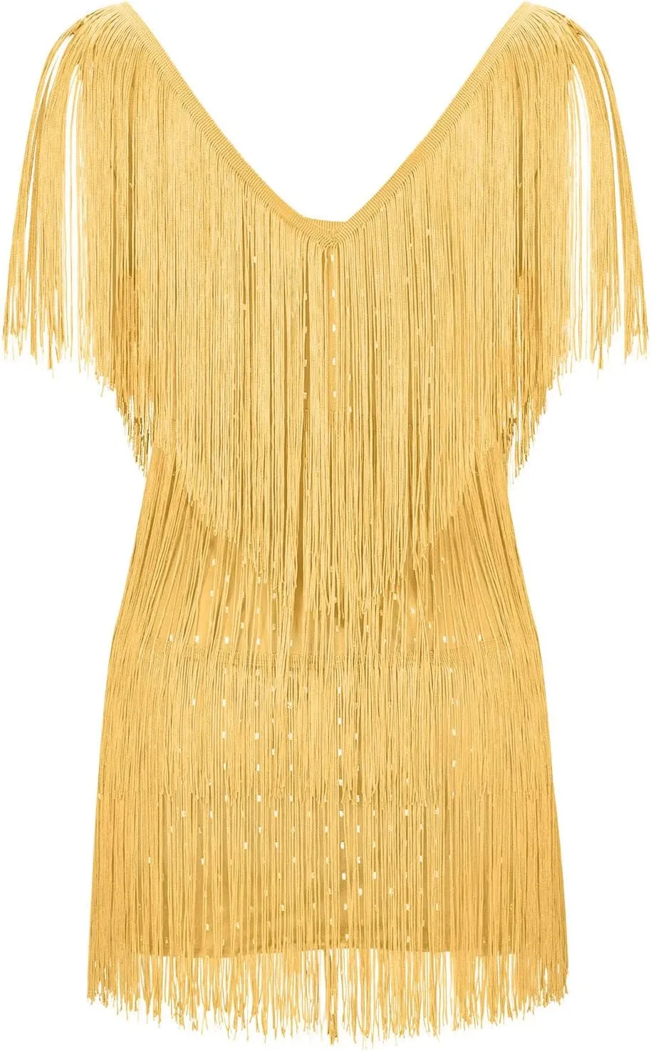 Womens Fringe Dress Spaghetti Strap Sleeveless Tassel Sling Dress Sexy V Neck Backless Cocktail Party Mini Dress