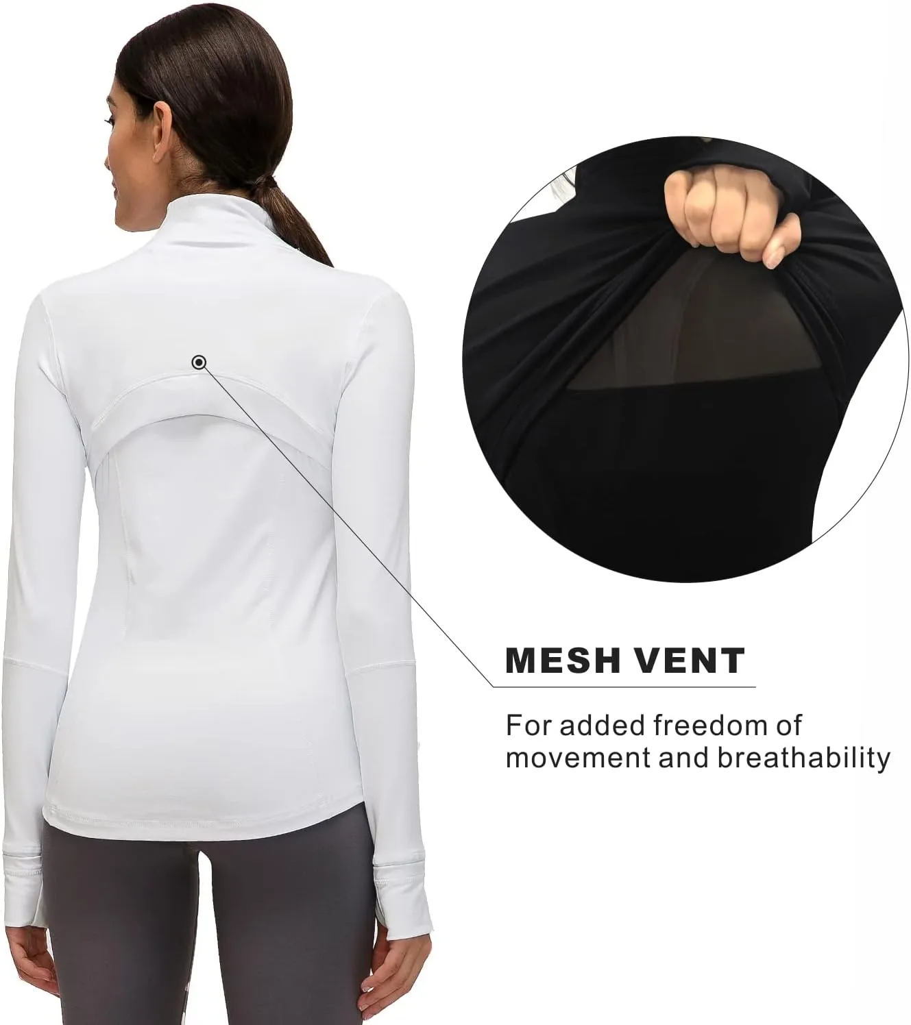 Womens Sports Running Yoga Jacket Slim Fit Full Zip Track Jacket Turtleneck Workout Jacket