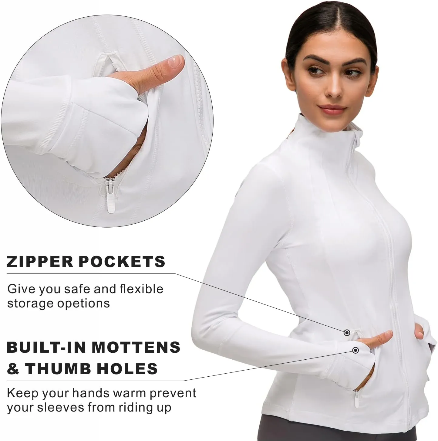 Womens Sports Running Yoga Jacket Slim Fit Full Zip Track Jacket Turtleneck Workout Jacket