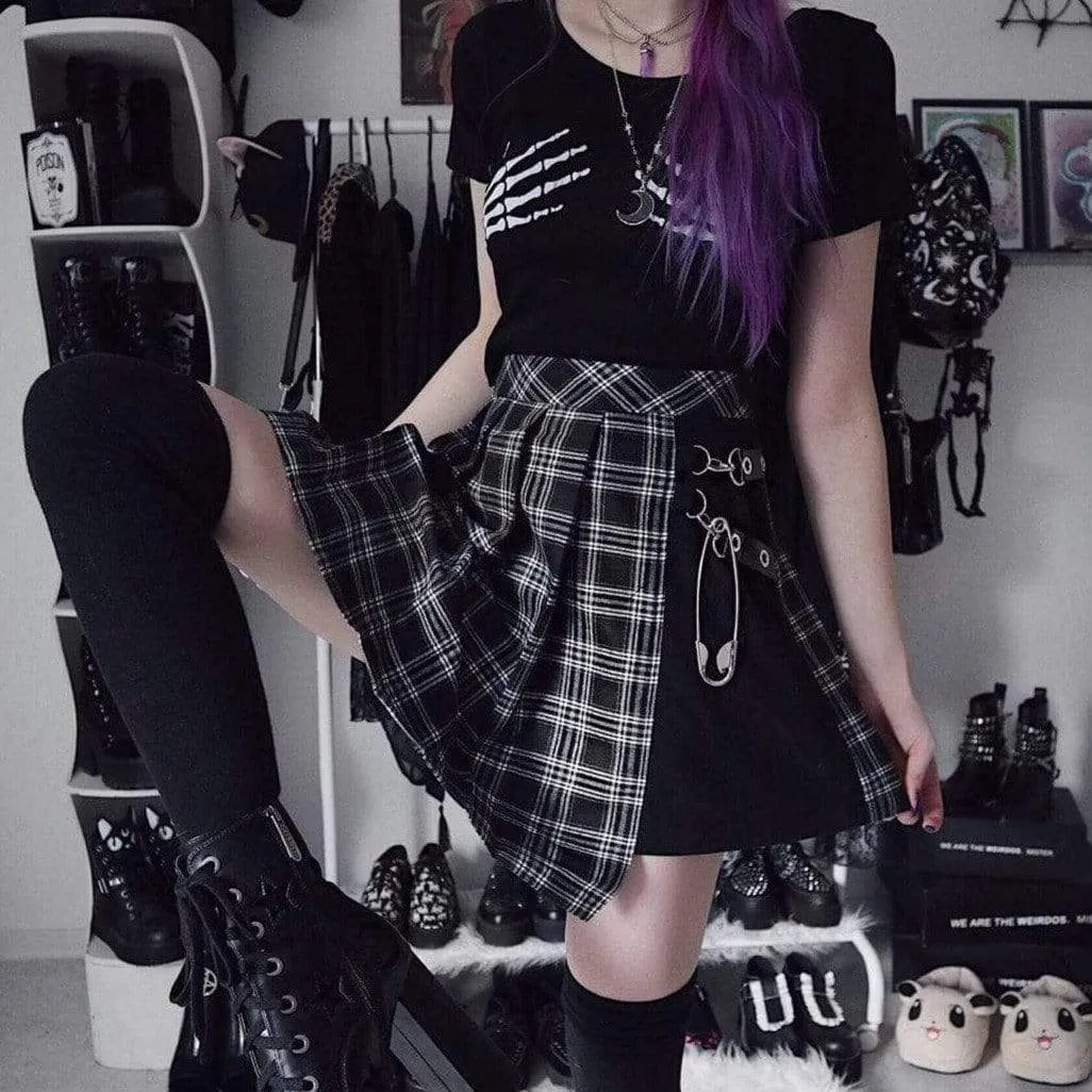 Women's Tartan Pleated Punk Skirt