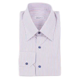 Zilli Sky-Orange Stripe Cotton Dress Shirt
