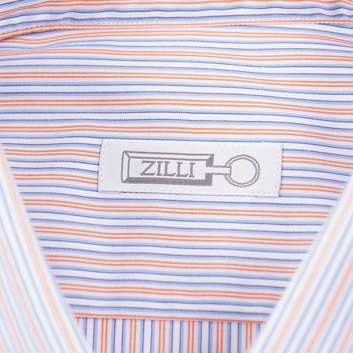 Zilli Sky-Orange Stripe Cotton Dress Shirt